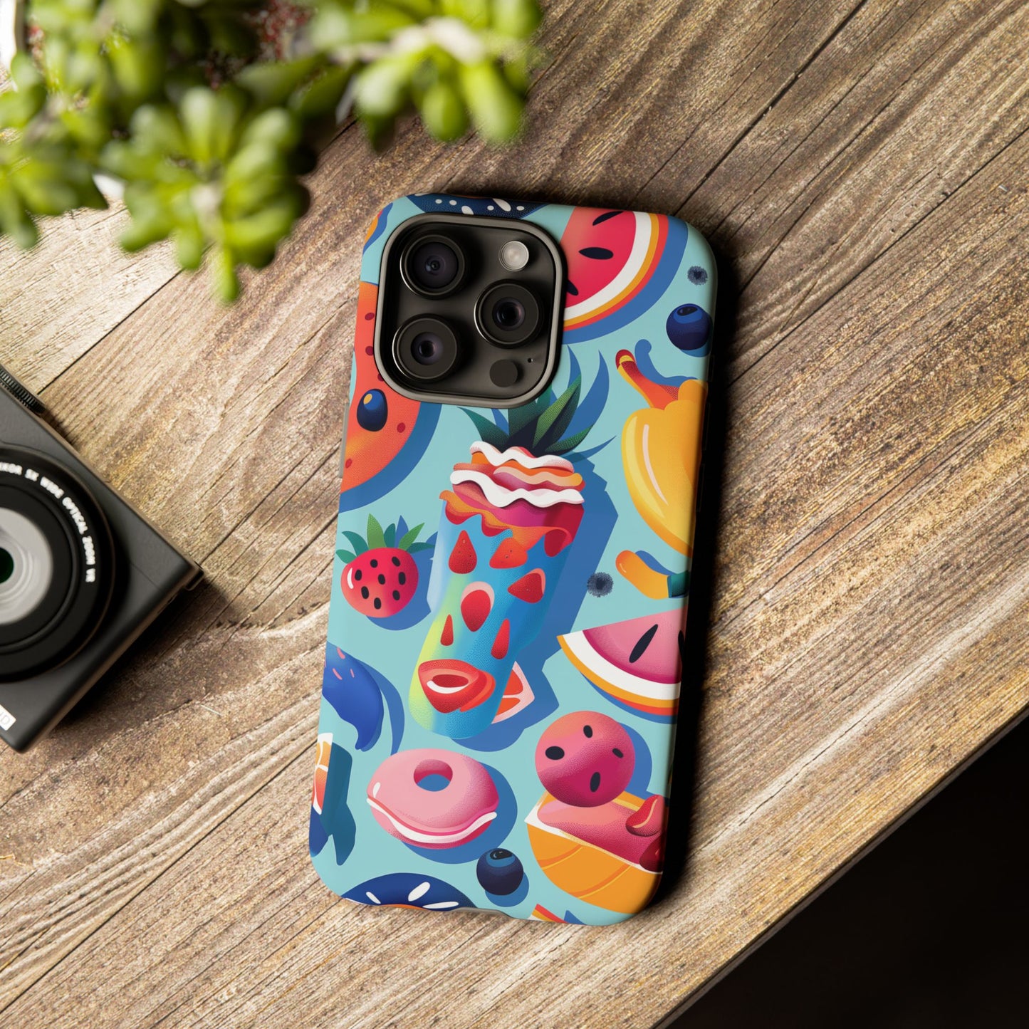 Food Paradise Vibrant Pattern iPhone 16 Pro Max Plus Case Wireless Charging Compatible Tough Cases Protection, Magnetic Phone Case for iPhone Classic Series