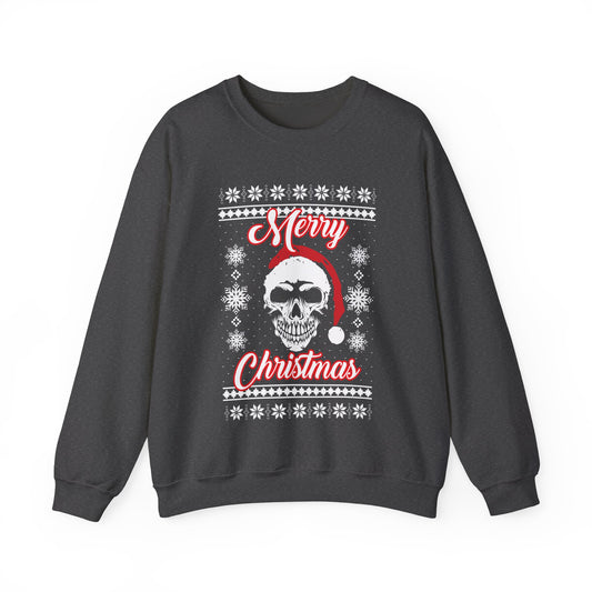 Merry Christmas Ugly Skull Holiday Xmas Jumper Crewneck Sweatshirt Sweater