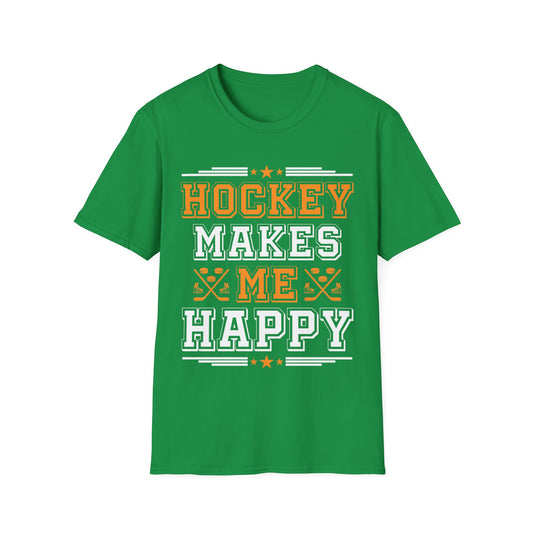 Hockey Makes Me Happy Funny Ice Hockey Fan T-Shirt For Men Women T-Shirt