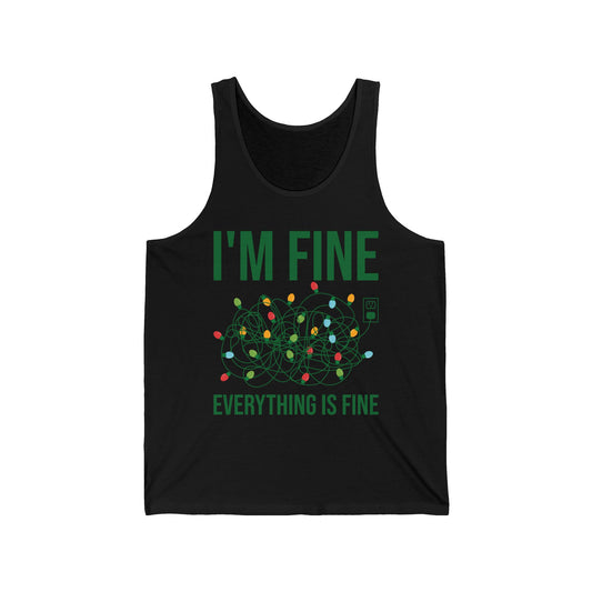 Funny I'm Fine Everything Is Fine Christmas Lights Xmas Tank Top Men Women