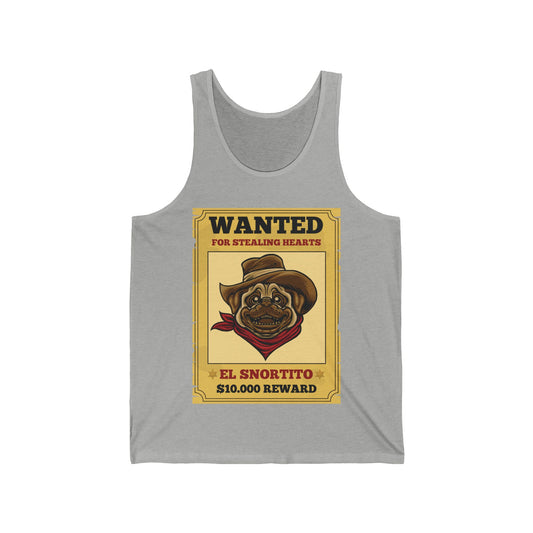 Vintage Pug Wanted Poster Cute Western Cowboy Funny Pug Dog Tank Top For Men Women Tank Top