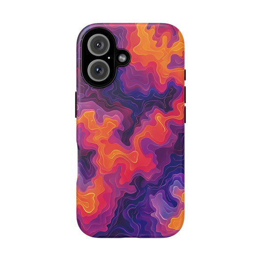 Electric Sunrise Pattern iPhone 13 14 15 16 Pro Max Plus Case Wireless Charging Compatible Tough Cases Protection, Magnetic Phone Case for iPhone Classic Series