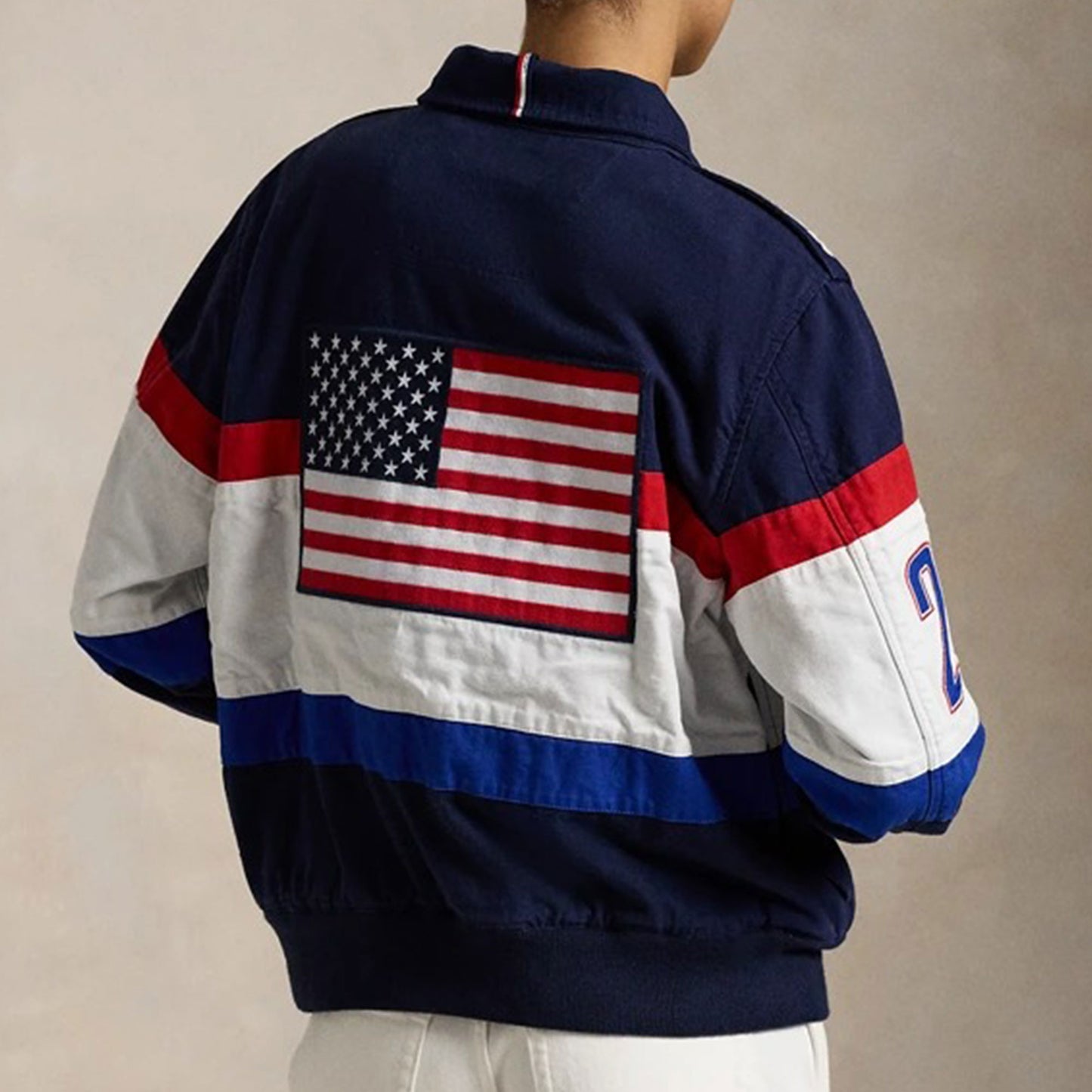Team USA 2024 Athletic Modern Style Cotton Polyester Viscose Lining Stand Collar Flagbearer Jacket For Men And Women