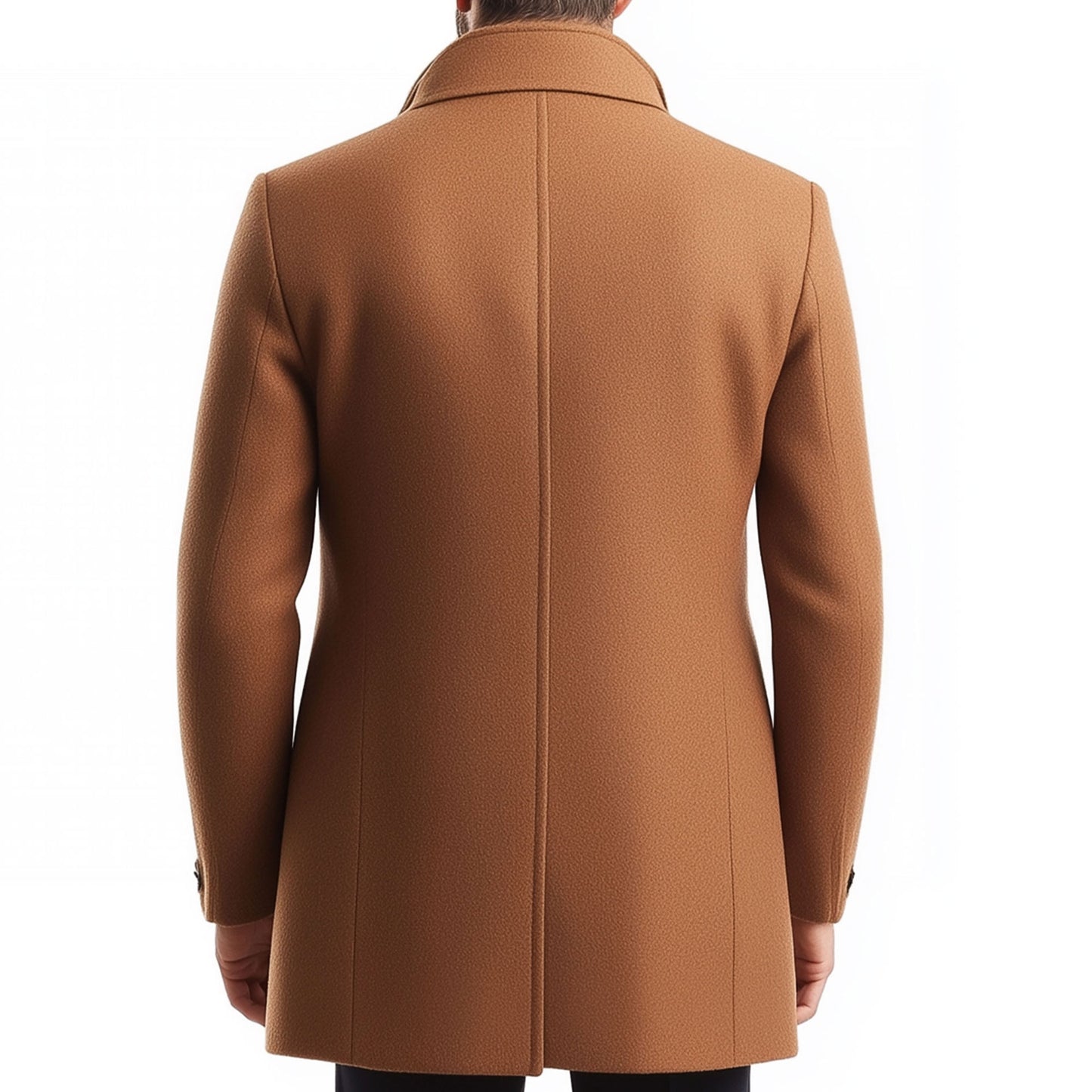 Mens Wool Coat Classic Overcoat Thigh-length Lepal Collar Warm Jacket Versatile Modern Brown Winter Woolen Coat For Men