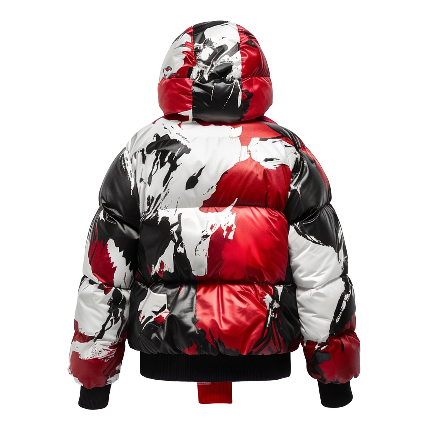 Mens Puffer Jacket with Hood Hip-Length Puffer Grafiti Spashes Lightweight Quilted Patterns Removable Hood Multiple Pockets Mens Puffer Jacket
