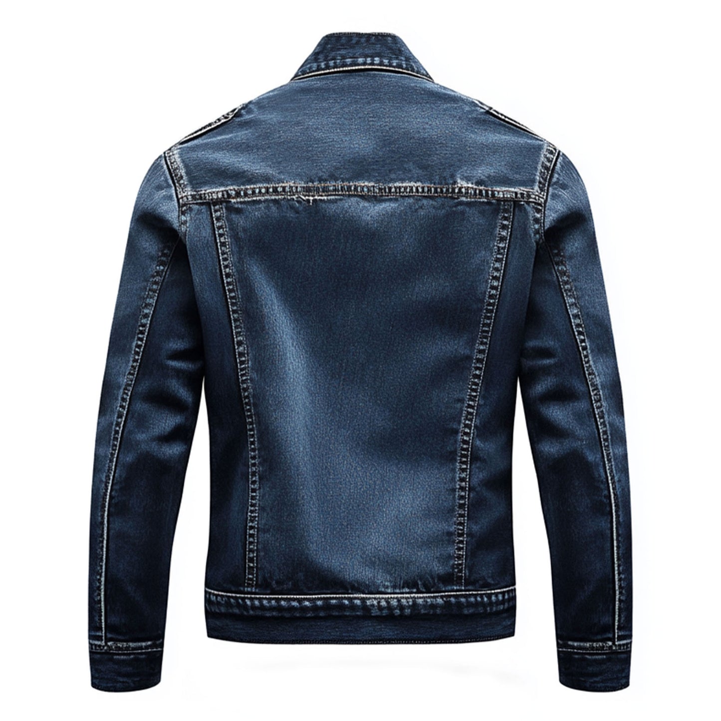 Mens Denim Jacket Comfortable Durable Jeans Flaps Slanted Front Pockets Lepal Trucker Jackets For Men