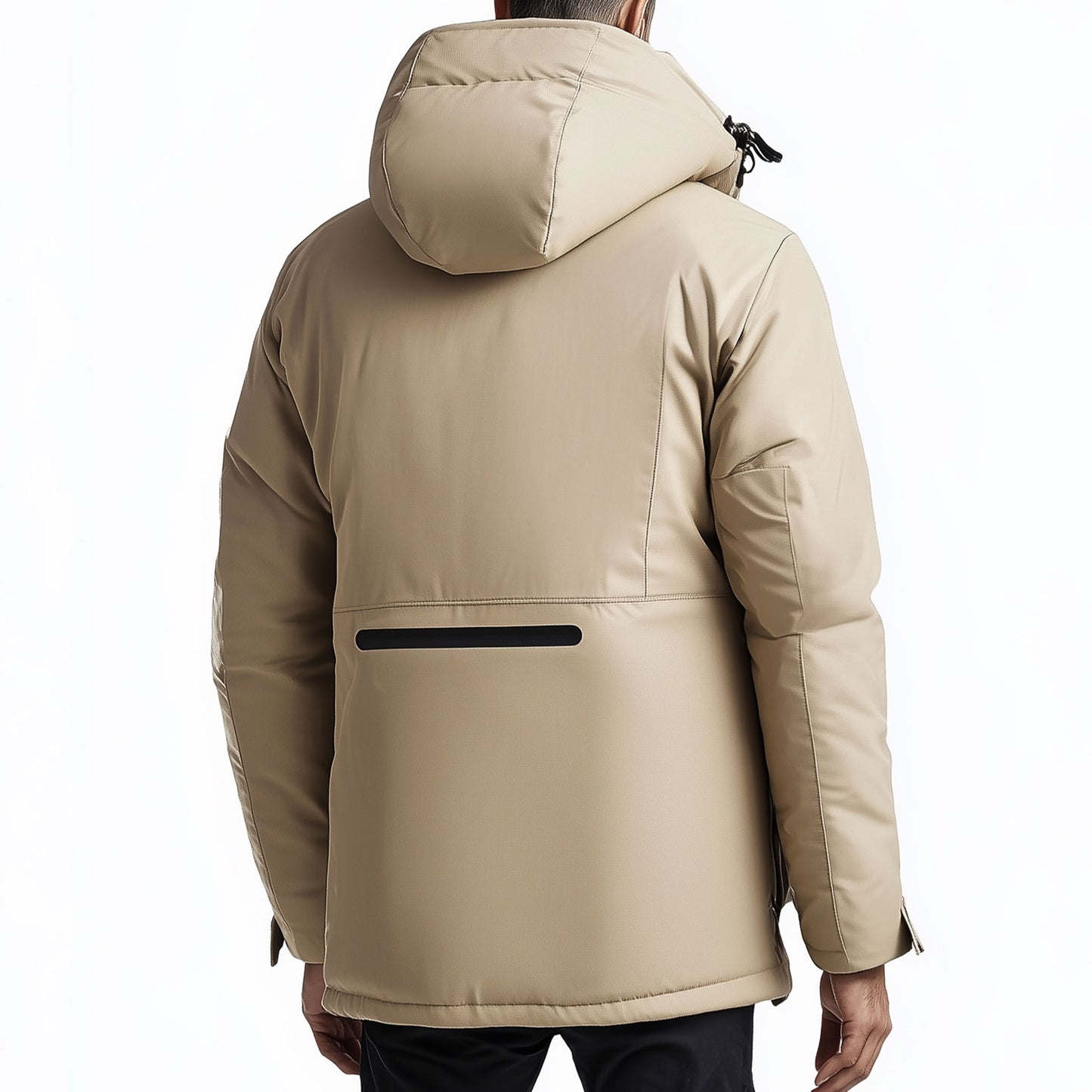Mens Parkas Jacket Classic Parka Thigh-length Nylon Front Pockets Luxurious Removable Hood Winter Coat Natural Warm Parka Jackets