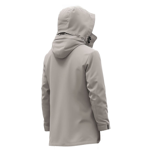 Mens Parkas Jacket Classic Parka Thigh-length Nylon Front Pockets Luxurious Removable Hood Winter Coat Ash Grey Warm Parka Jackets