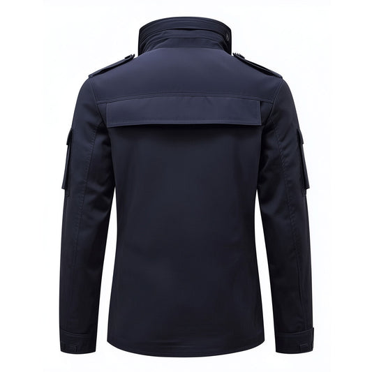 Mens Field Jacket Classic M-65 Field Jackets Deep Navy Hip-Length Large Exterior Pockets Hooded Outdoor Durable Materials Nylon Winter Jacket