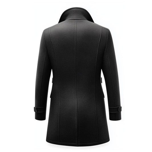 Mens Wool Coat Classic Overcoat Thigh-length Warm Jacket Versatile Modern Winter Wool Coat