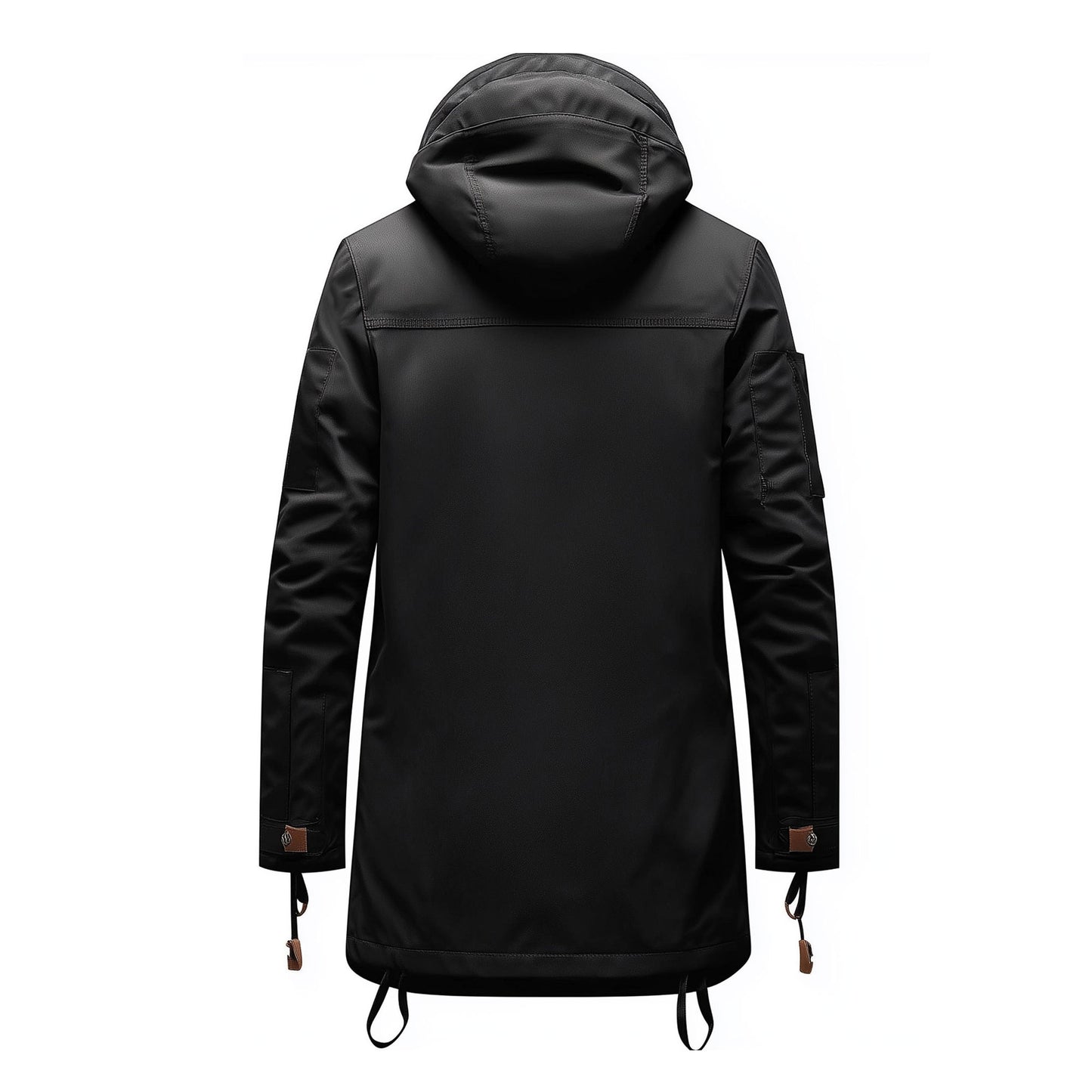 Mens Parkas Jacket Classic Parka Thigh-length Nylon Front Pockets Luxurious Removable Hood Winter Coat Black Warm Parka Jackets