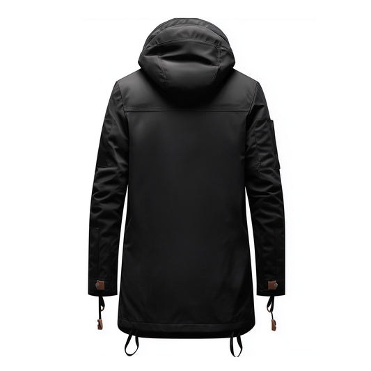 Mens Parkas Jacket Classic Parka Thigh-length Nylon Front Pockets Luxurious Removable Hood Winter Coat Black Warm Parka Jackets