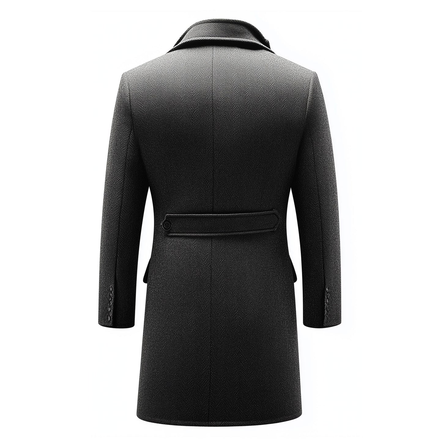 Mens Wool Coat Classic Overcoat Thigh-length Lepal Collar Warm Jacket Versatile Grey Modern Winter Woolen Coat