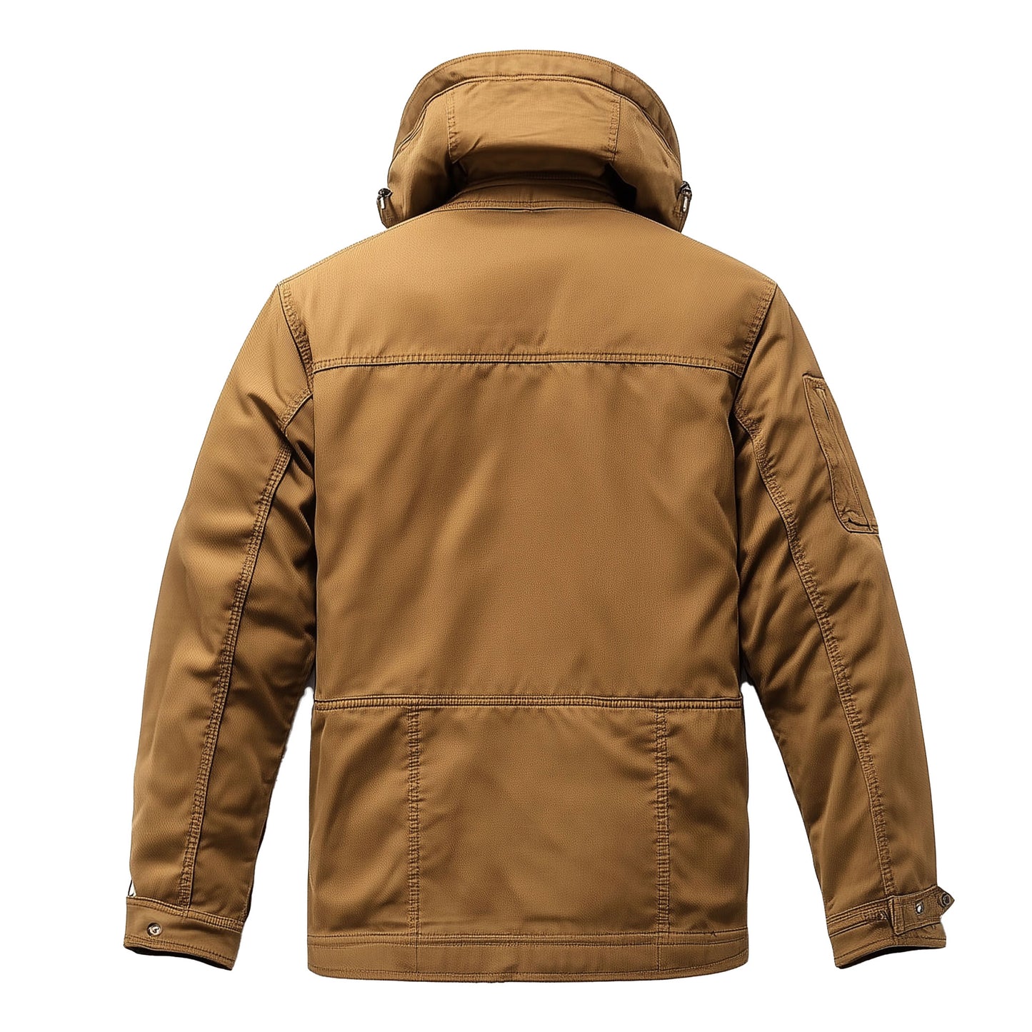 Mens Field Jacket Classic M-65 Field Jackets Brown Hip-Length Large Exterior Pockets Hooded Outdoor Durable Materials Nylon Winter Jacket