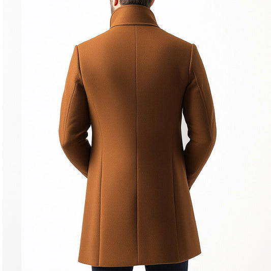 Mens Wool Coat Classic Overcoat Thigh-length Warm Jacket Versatile Modern Winter Woolen Coat For Men