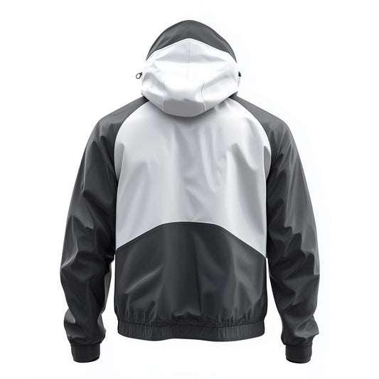 Mens Windbreaker Jackets White Contrast Lightweight Rain Protection Waterproof Nylon Hooded Windbreaker Jackets