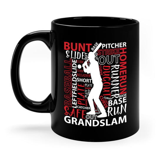 Baseball Typography Word Art Vintage Player Batter Coffee Mug For Men Women