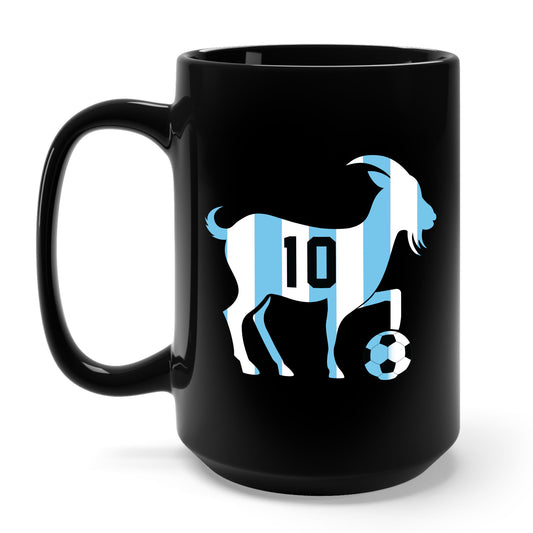 GOAT 10 Shirt for Men Women Kids Goat Playing Football Funny Soccer Coffee Mug