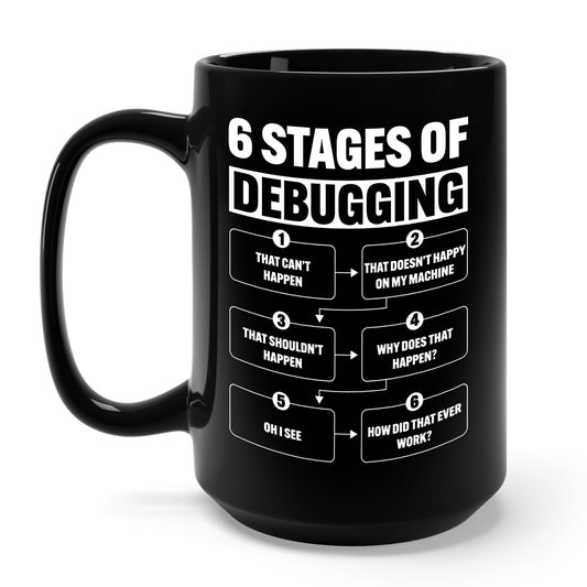 6 Stages of Debugging Funny Programming Computer Science Coffee Mug
