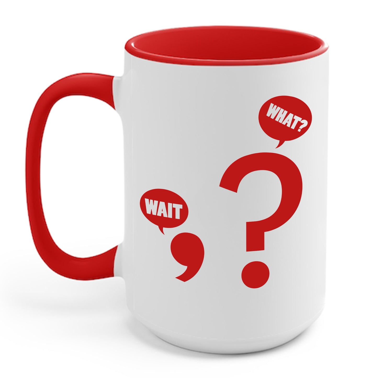 Funny Wait. What Grammar Pun Punctuation Joke English Teacher Coffee Mug For Men Women