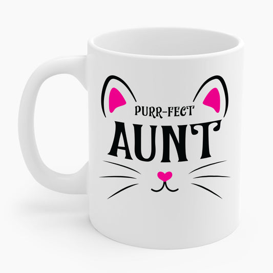 PURR-FECT Aunt Funny Cat Lover Cute Funny Kitten Coffee Mug Gift For Men Women