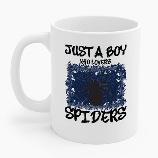 Just A Boy Who Loves Spiders Retro Spider Lover Coffee Mug For Men Kids