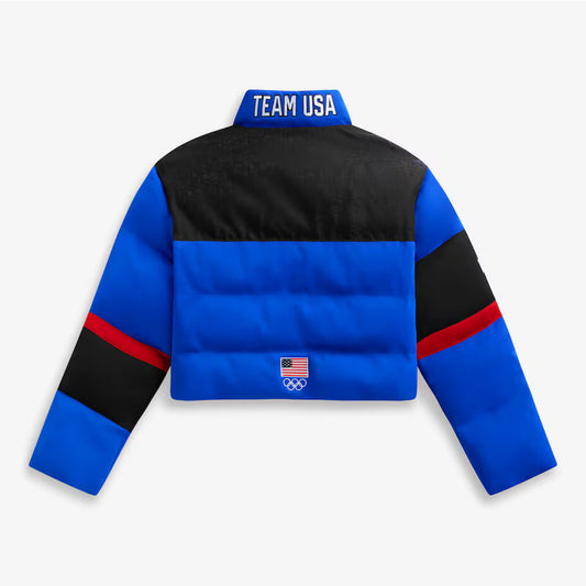 Women's Blue Team USA Cropped Puffer Jacket