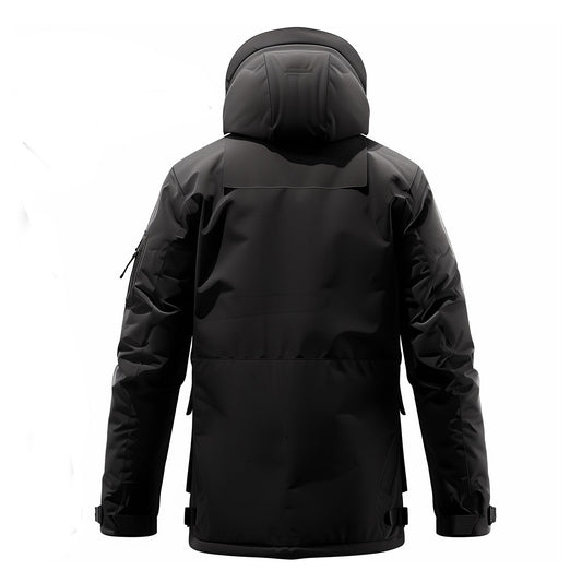 Mens Down Jacket Down Parka Minimalist Lightweight Black Red Contrast Removable Hood Winter Coat Warm Parka Jackets