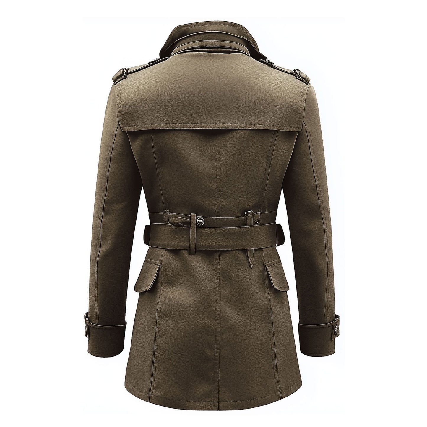 Mens Mini Trench Coat Green Trench Coats Double Breasted Jacket Storm Flap Lepal Collar Multipockets Water Resistant Jackets For Men