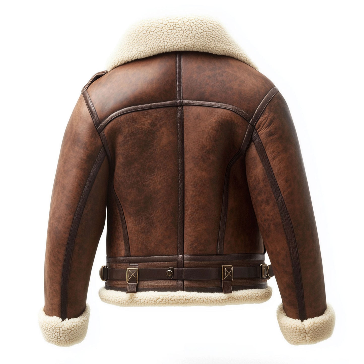 Shearling Brown Leather Jacket Genuine Luxurious Sheepskin Fur Leather B3 Bomber Leather Modern Aviator Jackets