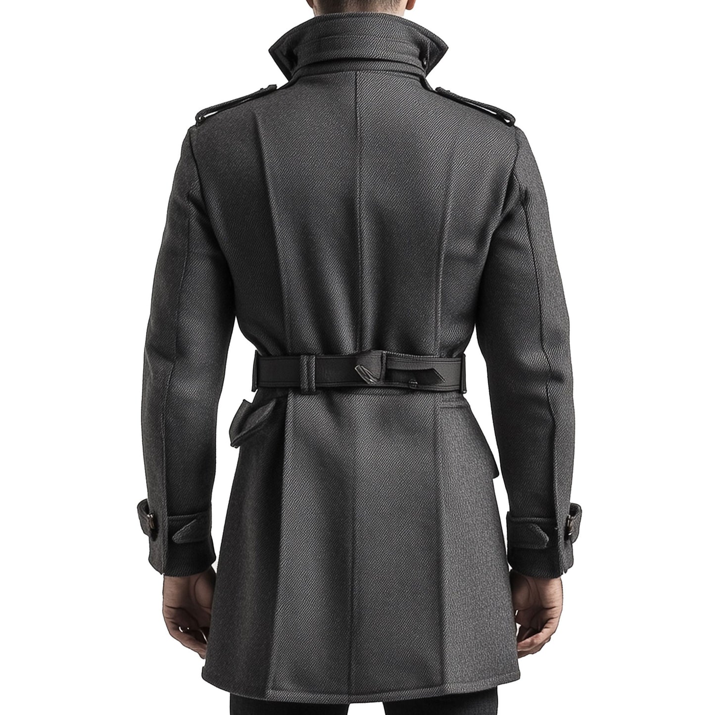 Mens Mini Trench Coat Single Knee Length Trench Coats Single Breasted Jacket Storm Flap Lepal Collar Multipockets Water Resistant Jackets For Men