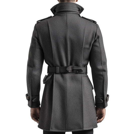 Mens Mini Trench Coat Single Knee Length Trench Coats Single Breasted Jacket Storm Flap Lepal Collar Multipockets Water Resistant Jackets For Men