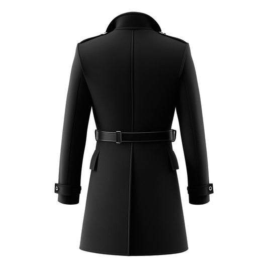 Mens Mini Trench Coat Knee Length Trench Coats Double Breasted Black Jacket Storm Flap Lepal Collar Multipockets Water Resistant Jackets For Men