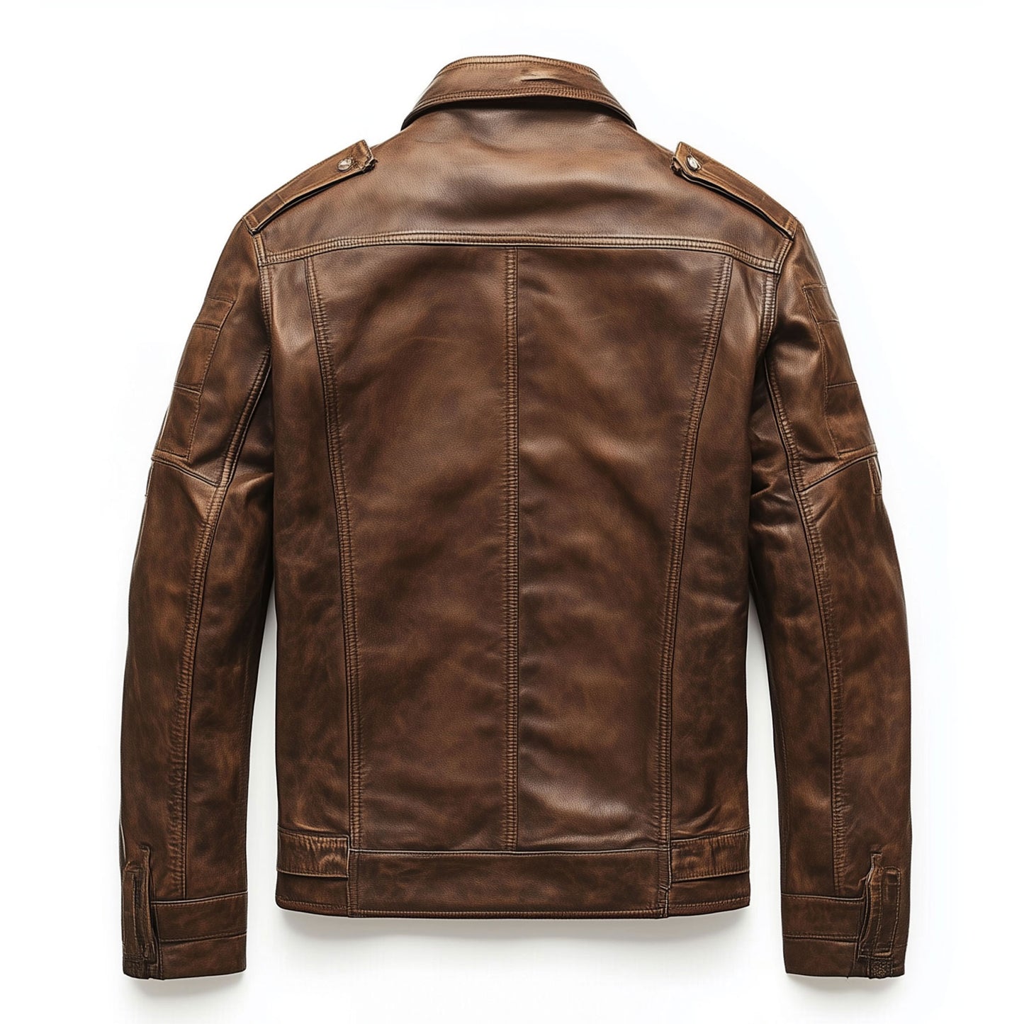Mens Leather Jacket Military Field Zipper Lepal Collar Multipockets Flaps Slanted Pockets Genuine Leather Jackets For Men
