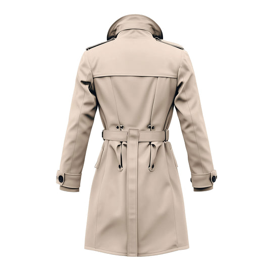 Mens Mini Trench Coat White Knee Length Trench Coats Double Breasted Jacket Storm Flap Lepal Collar Multipockets Water Resistant Jackets For Men