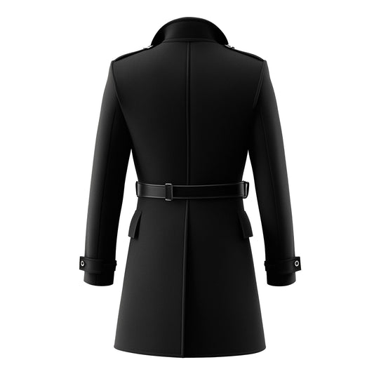 Mens Mini Trench Coat Leather Trench Coat Double Breasted Leather Jacket Water Resistant Storm Flap Lepal Collar Multipockets Genuine Leather Jackets For Men