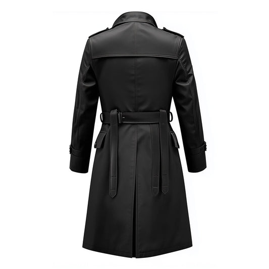 Mens Mini Trench Coat Black Knee Length Trench Coats Single Breasted Jacket Storm Flap Lepal Collar Multipockets Water Resistant Jackets For Men