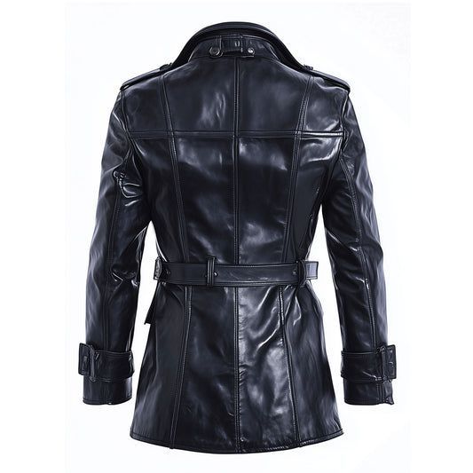 Mens Mini Trench Coat Knee Length Trench Long Coats Double Breasted Jacket Storm Flap Lepal Collar Multipockets Water Resistant Jackets For Men