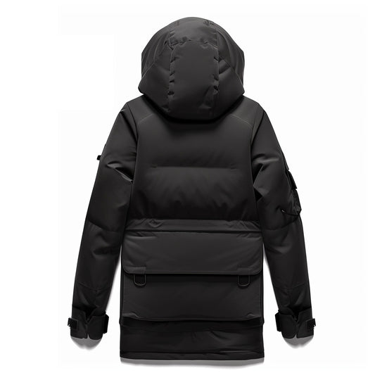 Mens Down Jacket Classic Down Parka Minimalist Lightweight Black Red Contrast Removable Hood Winter Coat Warm Parka Jackets