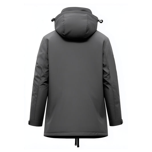 Mens Parkas Jacket Classic Parka Thigh-length Nylon Front Pockets Luxurious Removable Hood Winter Coat Natural Warm Parka Jackets