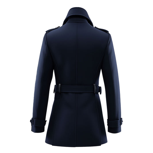 Mens Mini Trench Coat Trench Coats Double Breasted Navy Blue Jacket Storm Flap Lepal Collar Multipockets Water Resistant Jackets For Men
