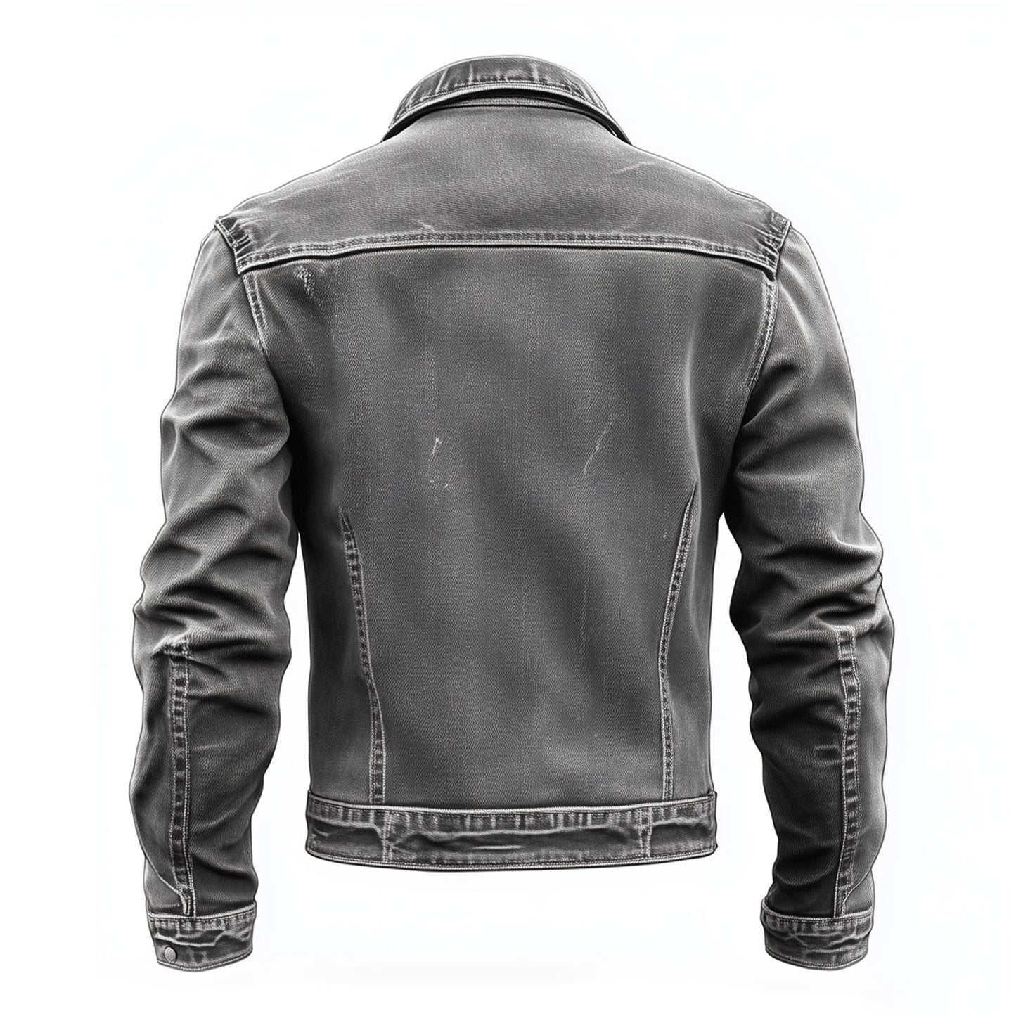 Mens Denim Jacket Distressed Grey Comfortable Durable Flaps Slanted Front Pockets Lepal Jeans Trucker Jackets For Men