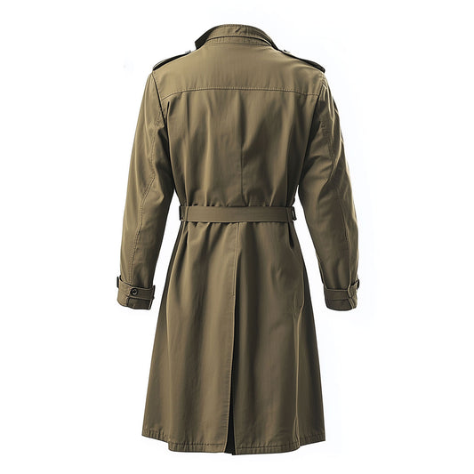 Mens Mini Trench Coat Green Knee Length Long Trench Coats Single Breasted Jacket Storm Flap Lepal Collar Multipockets Water Resistant Jackets For Men