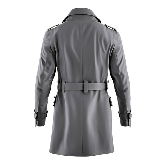 Mens Mini Trench Coat Grey Trench Coats Single Breasted Jacket Storm Flap Lepal Collar Multipockets Water Resistant Jackets For Men