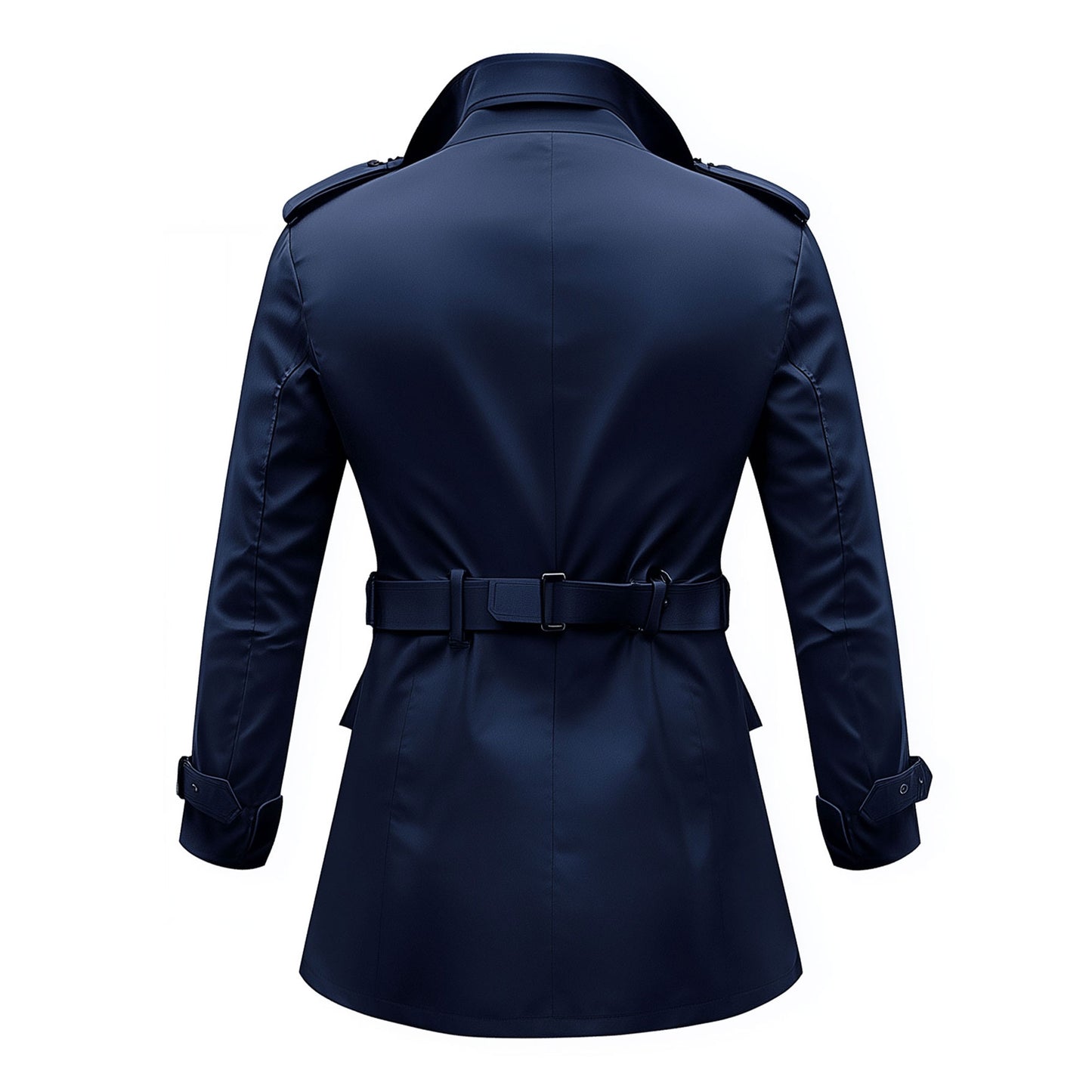 Mens Mini Trench Coat Navy Blue Trench Coats Double Breasted Jacket Storm Flap Lepal Collar Multipockets Water Resistant Jackets For Men