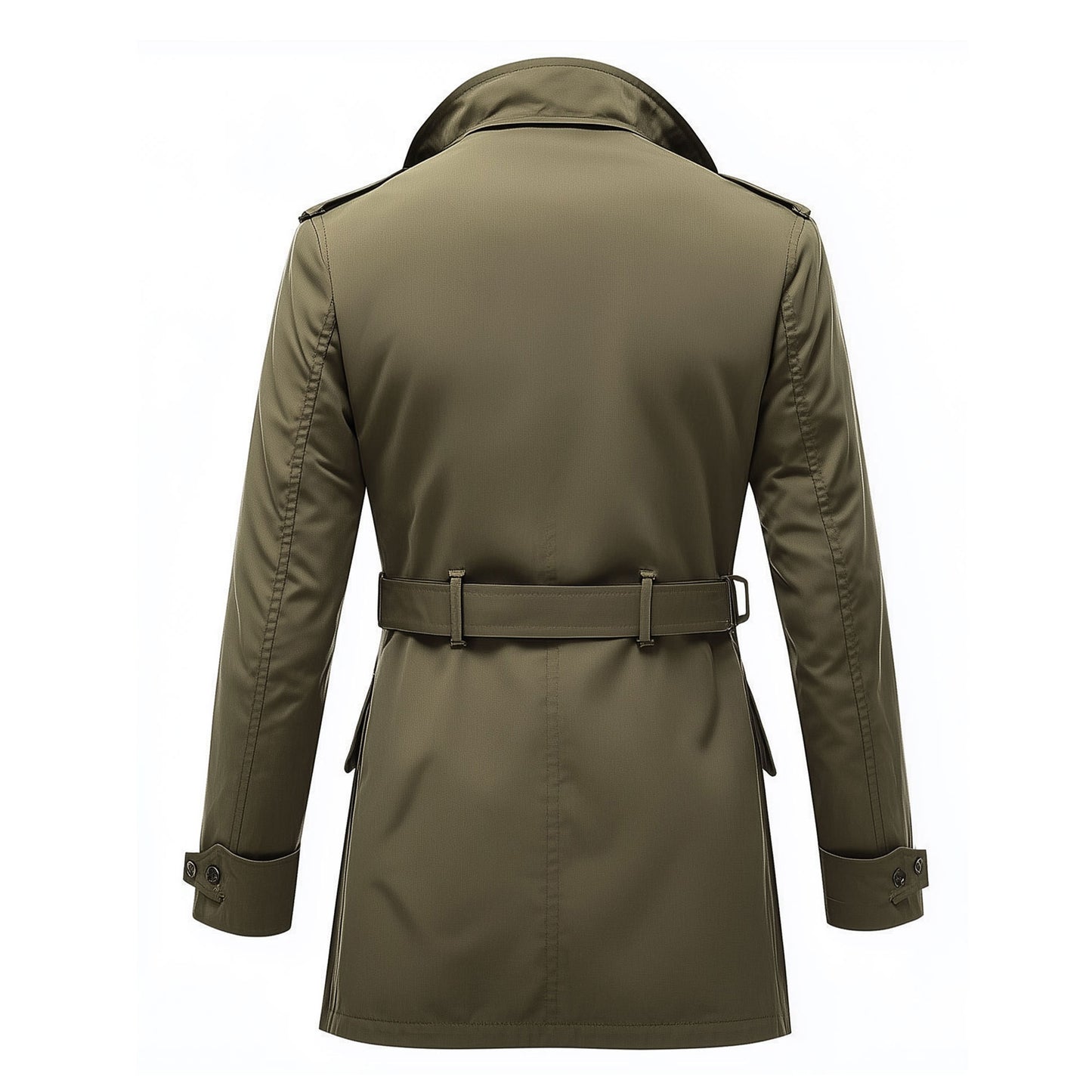 Mens Mini Trench Coat Olive Green Trench Coats Double Breasted Jacket Storm Flap Lepal Collar Multipockets Water Resistant Jackets For Men