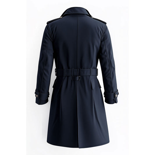Mens Mini Trench Coat Navy Trench Coats Single Breasted Jacket Storm Flap Lepal Collar Multipockets Water Resistant Jackets For Men