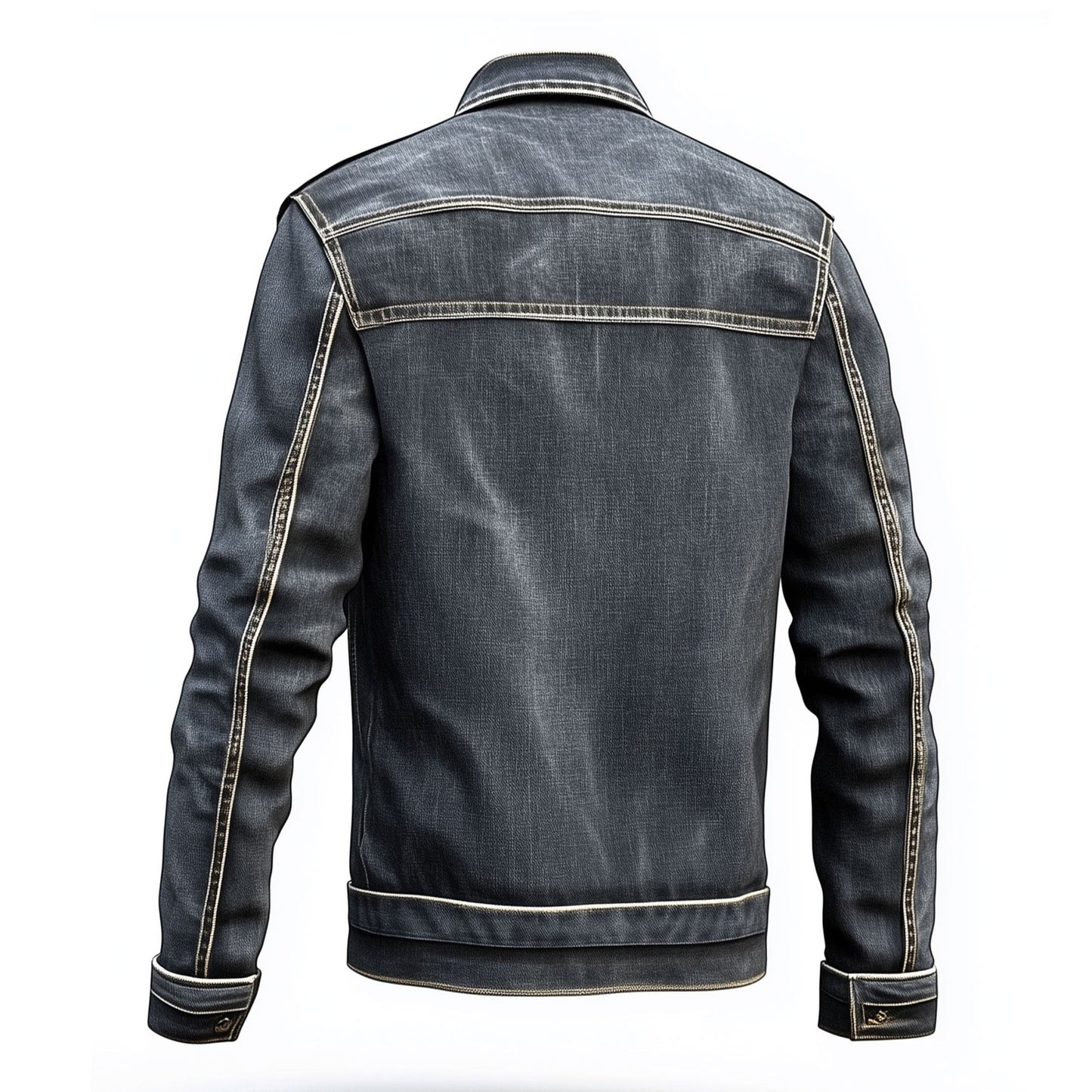 Mens Jean Jacket Trucker Style Jacket Button-down Front, Chest and Waist Pockets Denim Jackets