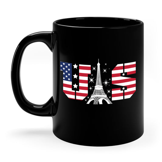 USA Eiffel Tower 2024 Summer Sports Patriotic Supporter Coffee Mug For Men Women