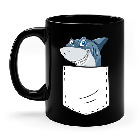 Cute Shark Pocket Animal Pets Funny Shark Gift Coffee Mug For Mens Womens Kids